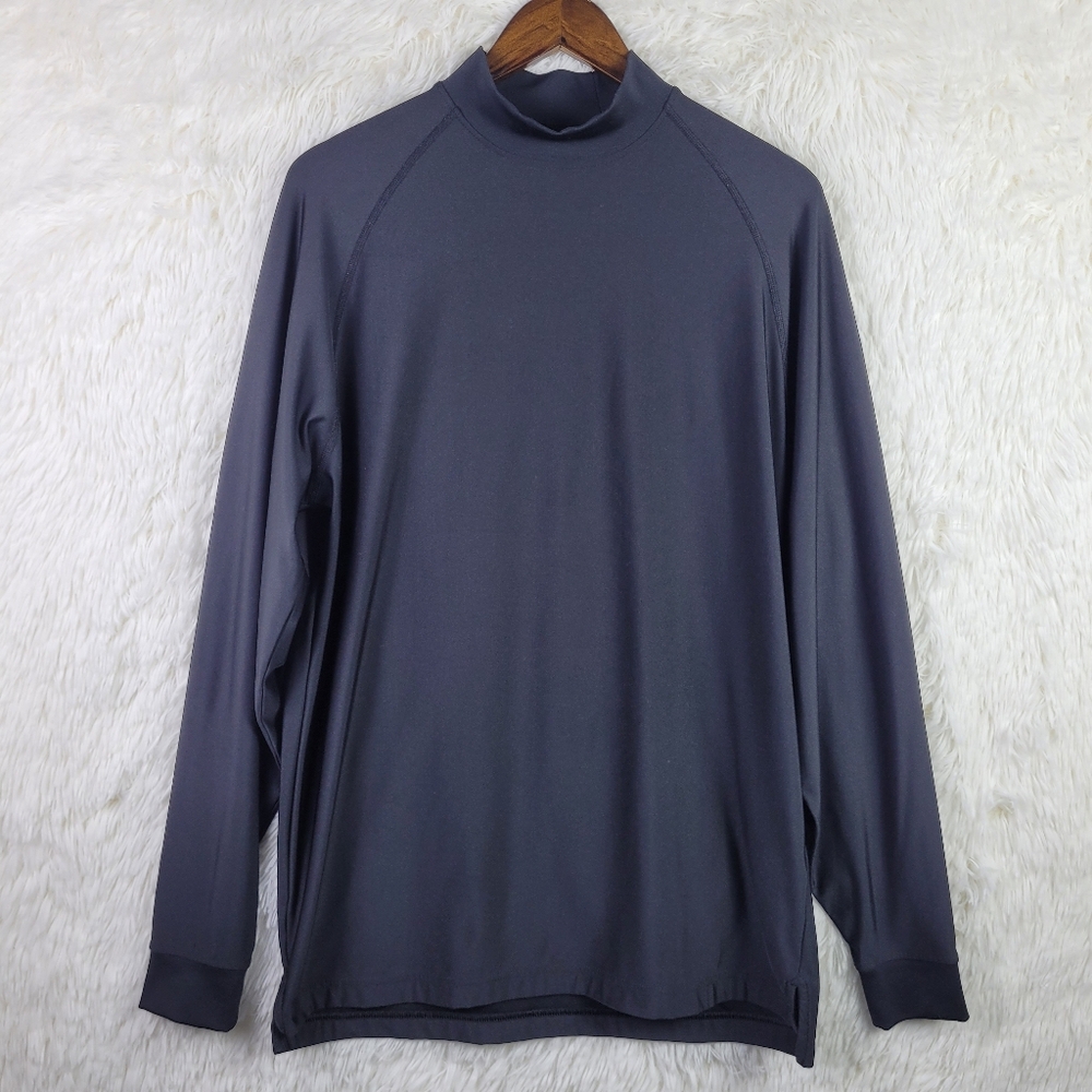 Footjoy‎ Shirt Mens Large Black Mock Neck Golf Pullover Long Sleeve Performance